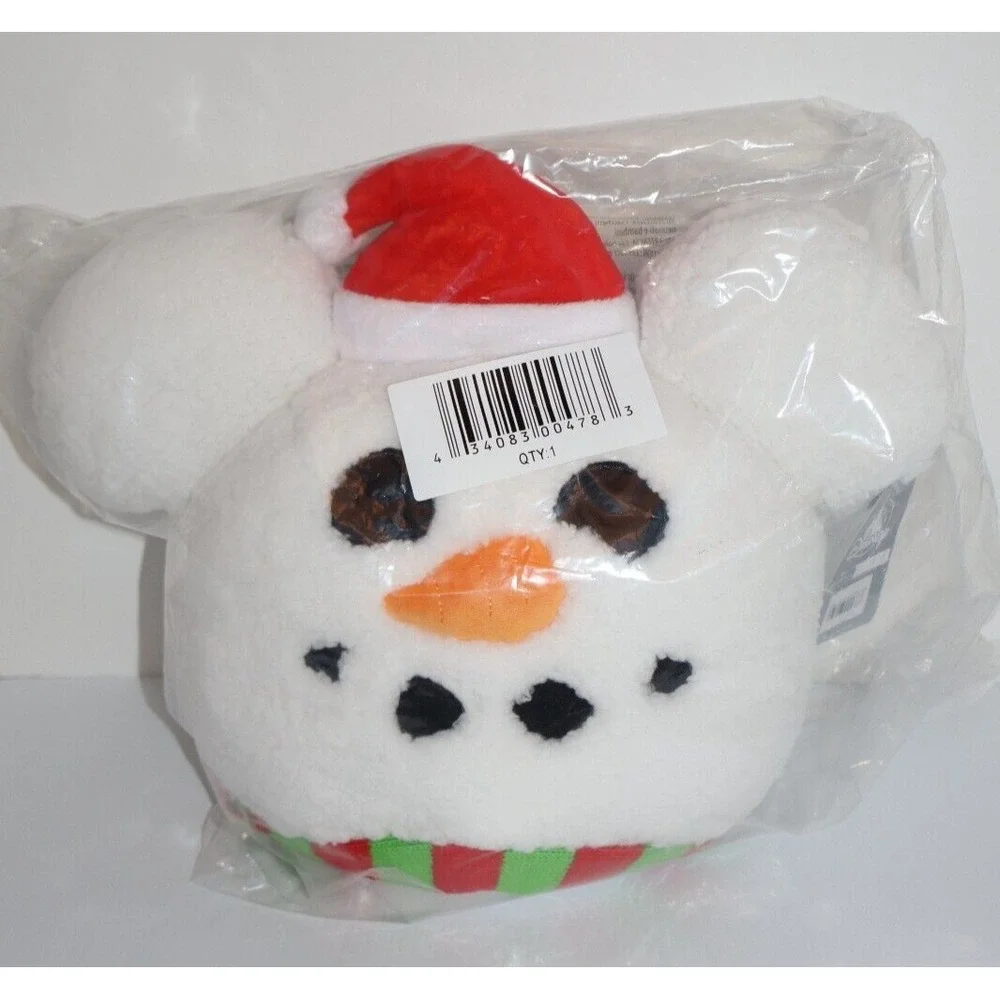 DISNEY 2024 Mickey Mouse Snowman Santa Christmas Plush Stuffed Throw Pillow New